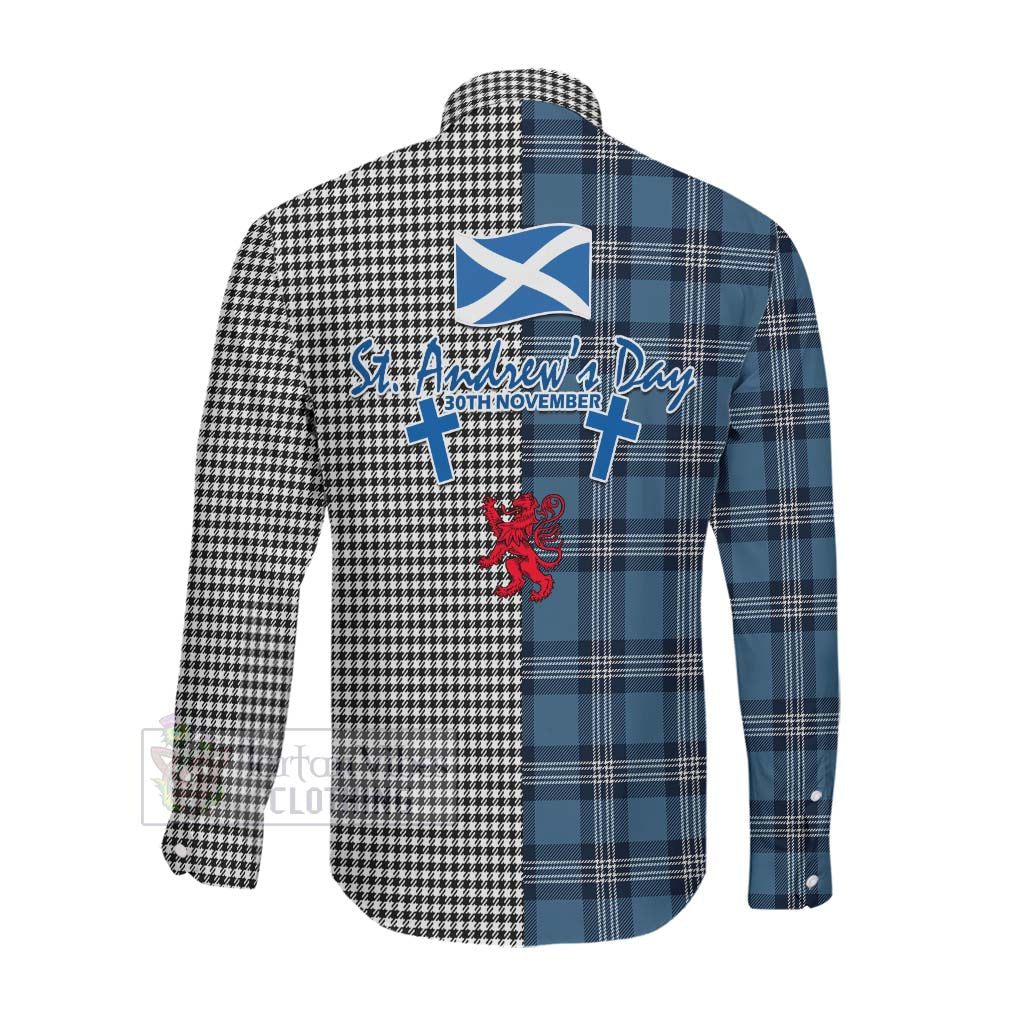 Tartan Vibes Clothing Shepherd Tartan Long Sleeve Button Shirt Happy St. Andrew's Day Half Tartan Style