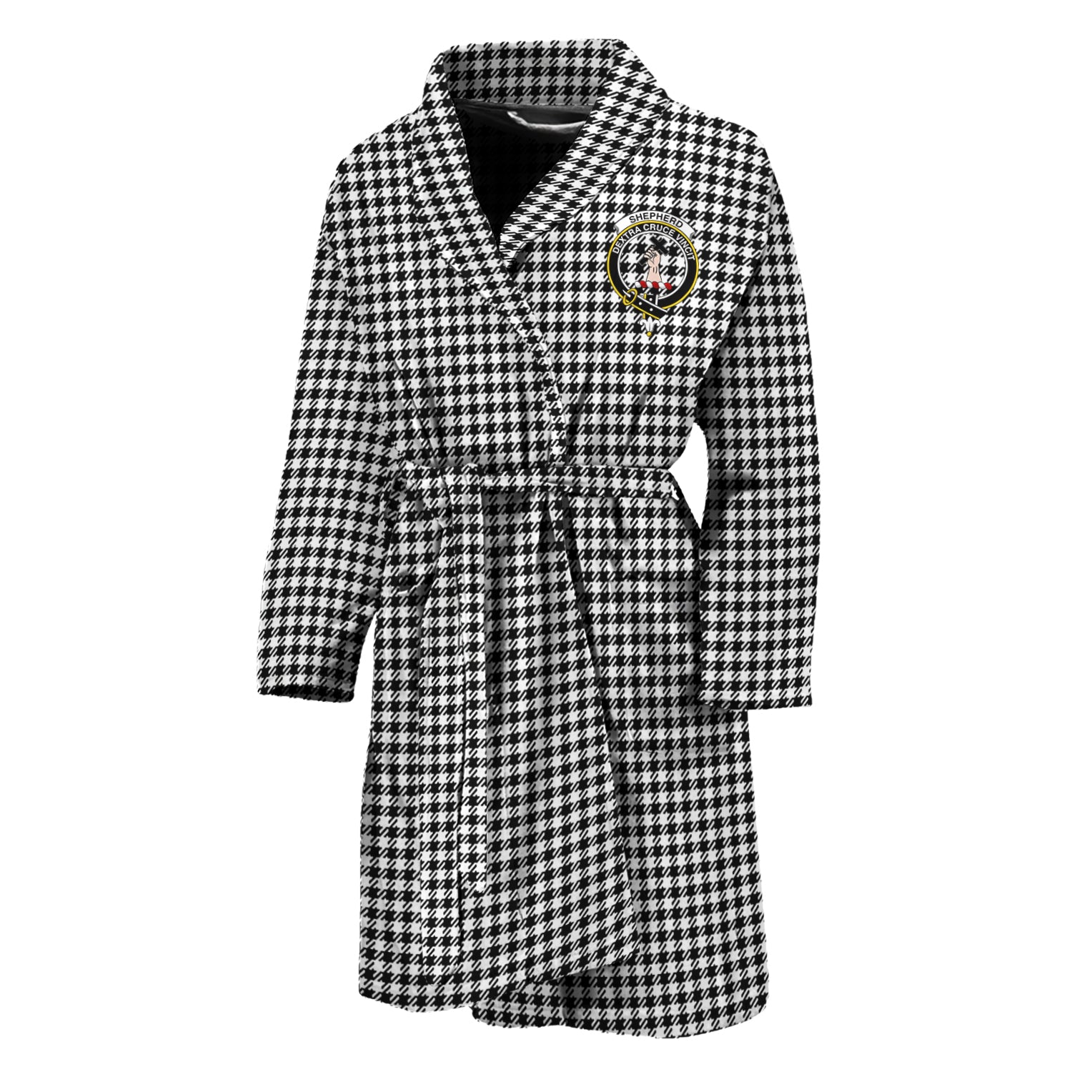 Shepherd Tartan Bathrobe with Family Crest Unisex M - Tartan Vibes Clothing