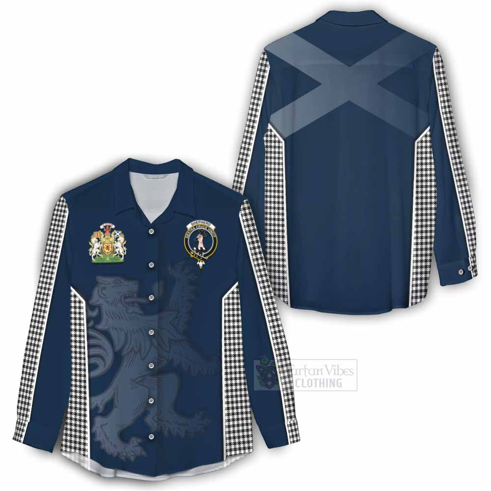 Tartan Vibes Clothing Shepherd Tartan Women's Casual Shirt with Family Crest and Lion Rampant Vibes Sport Style