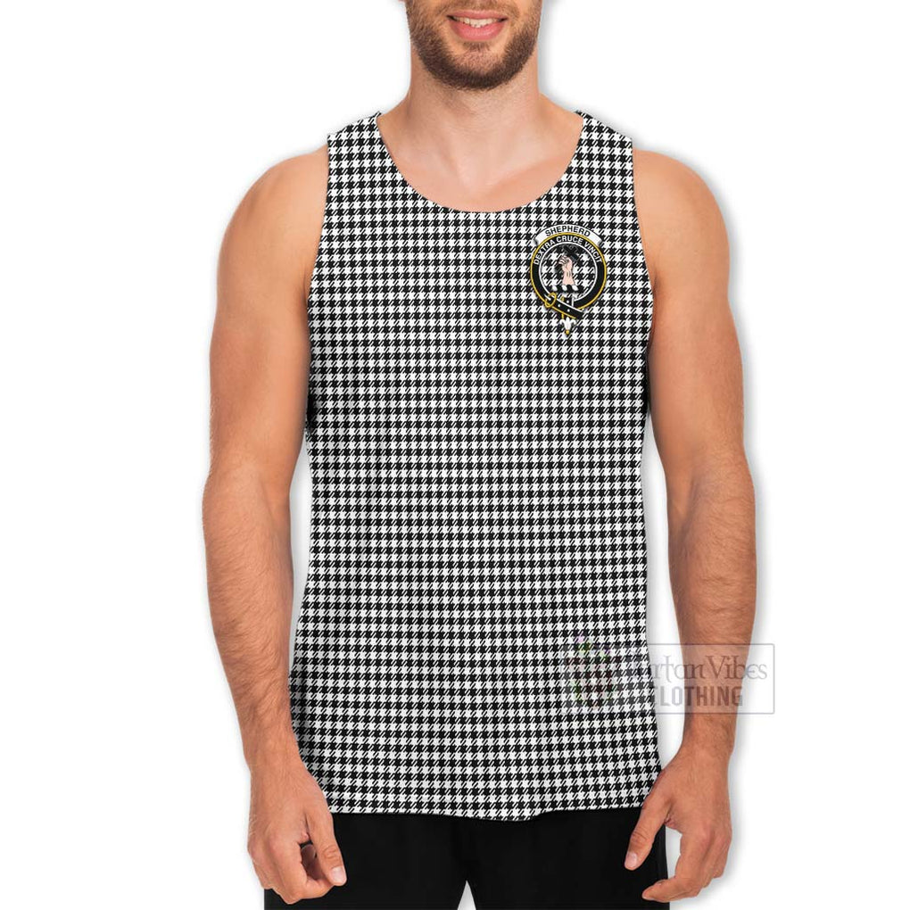 Tartan Vibes Clothing Shepherd Tartan Men's Tank Top with Family Crest Celtic Skull Style