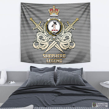Shepherd Tartan Tapestry with Clan Crest and the Golden Sword of Courageous Legacy