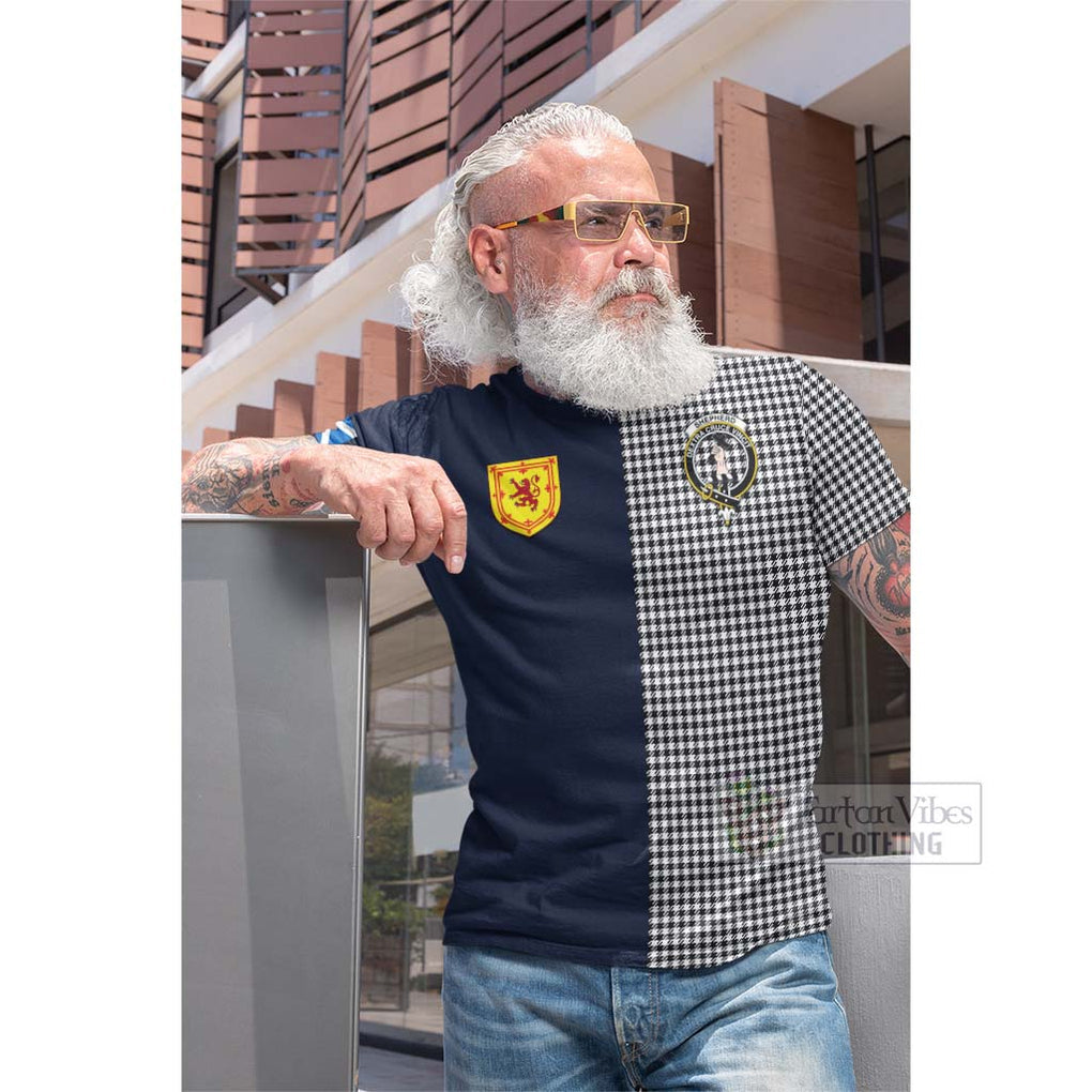 Tartan Vibes Clothing Shepherd Tartan Cotton T-shirt with Scottish Lion Royal Arm Half Style