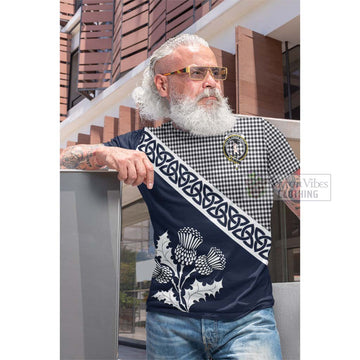 Shepherd Tartan Cotton T-shirt Featuring Thistle and Scotland Map