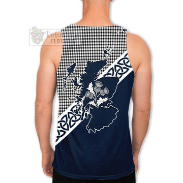 Shepherd Tartan Men's Tank Top Featuring Thistle and Scotland Map