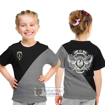 Shepherd Tartan Kid T-Shirt with Family Crest and Military Logo Style