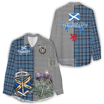 Shepherd Tartan Women's Casual Shirt Happy St. Andrew's Day Half Tartan Style