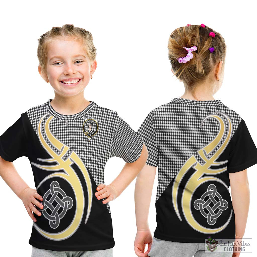 Shepherd Tartan Kid T-Shirt with Family Crest and Celtic Symbol Style - Tartan Vibes Clothing