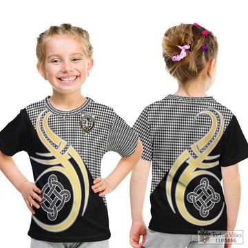 Shepherd Tartan Kid T-Shirt with Family Crest and Celtic Symbol Style