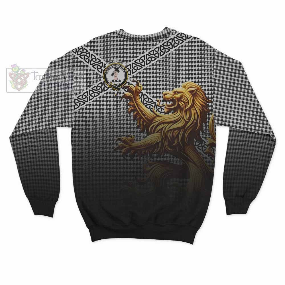 Shepherd Crest Tartan Sweatshirt with Golden Lion Emblem Celtic Style - Tartan Vibes Clothing