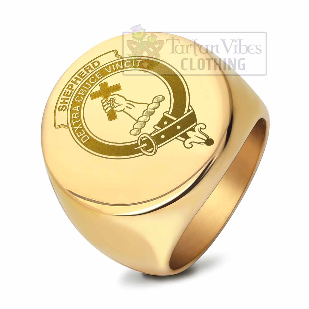 Tartan Vibes Clothing Shepherd Clan Crest Engraved Ring