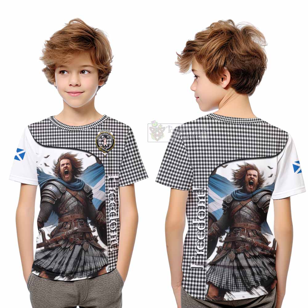 Tartan Vibes Clothing Shepherd Crest Tartan Kid T-Shirt Inspired by the Freedom of Scottish Warrior