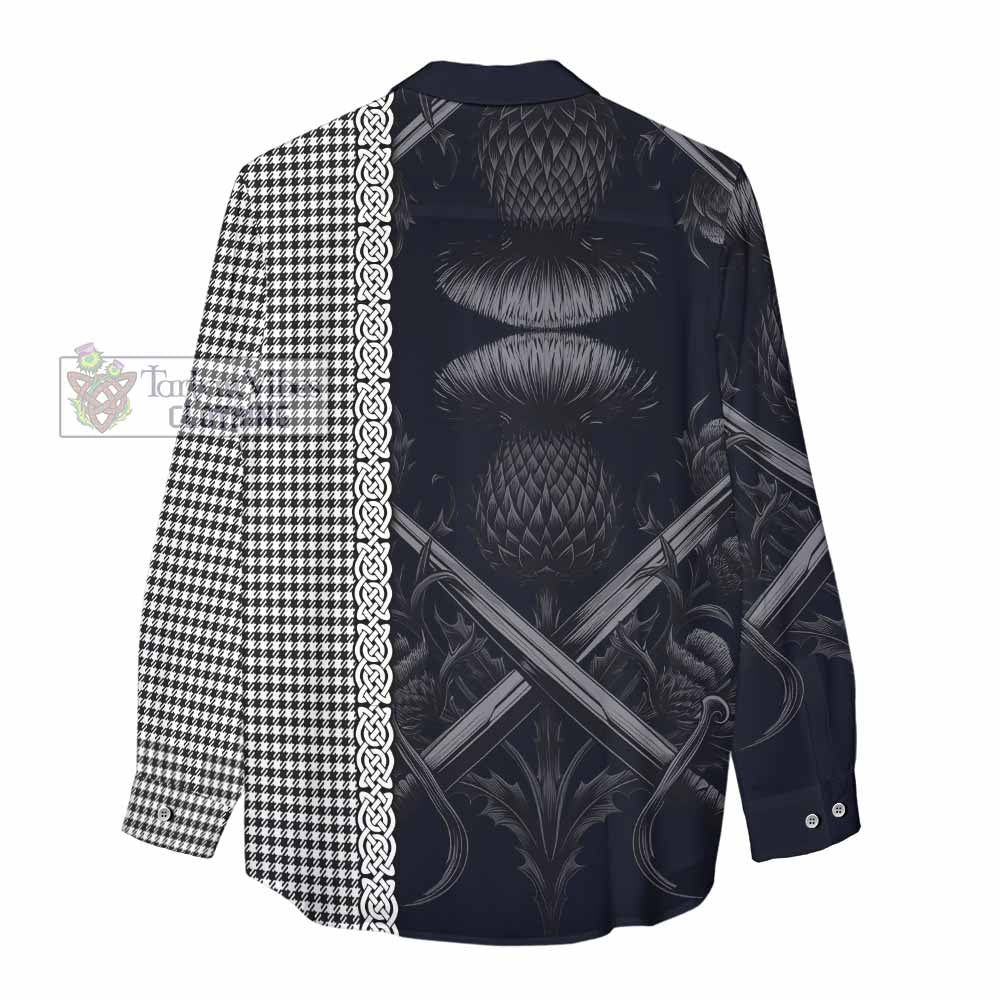 Shepherd Tartan Women's Casual Shirt with Family Crest Cross Sword Thistle Celtic Vibes - Tartan Vibes Clothing
