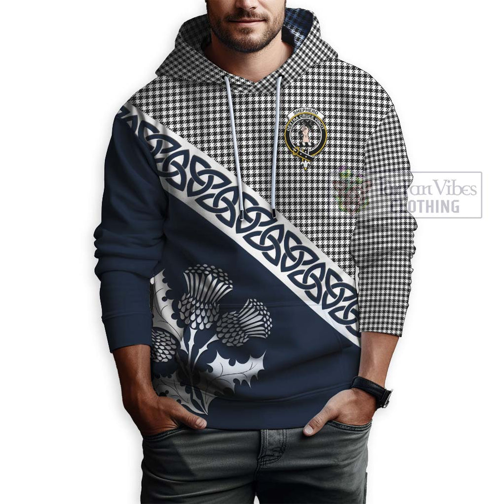 Tartan Vibes Clothing Shepherd Tartan Hoodie Featuring Thistle and Scotland Map