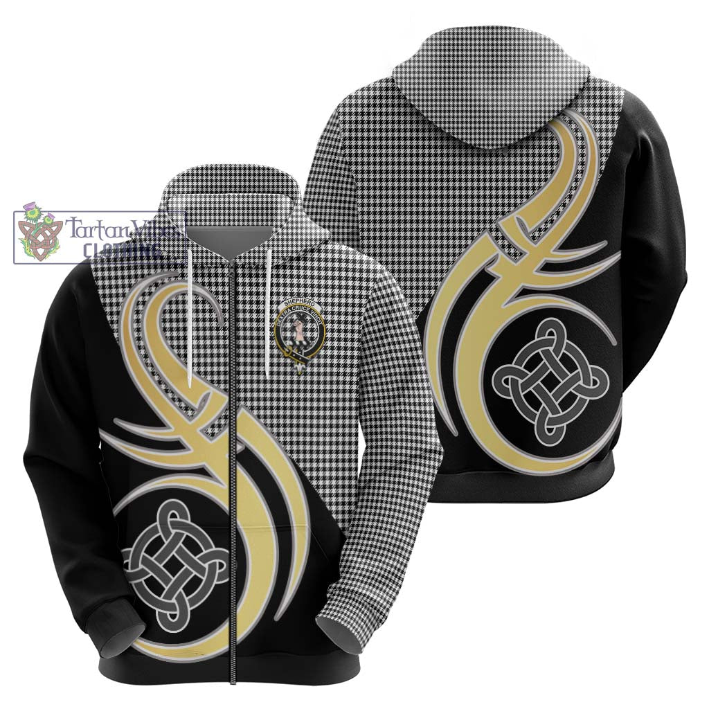 Shepherd Tartan Hoodie with Family Crest and Celtic Symbol Style - Tartan Vibes Clothing