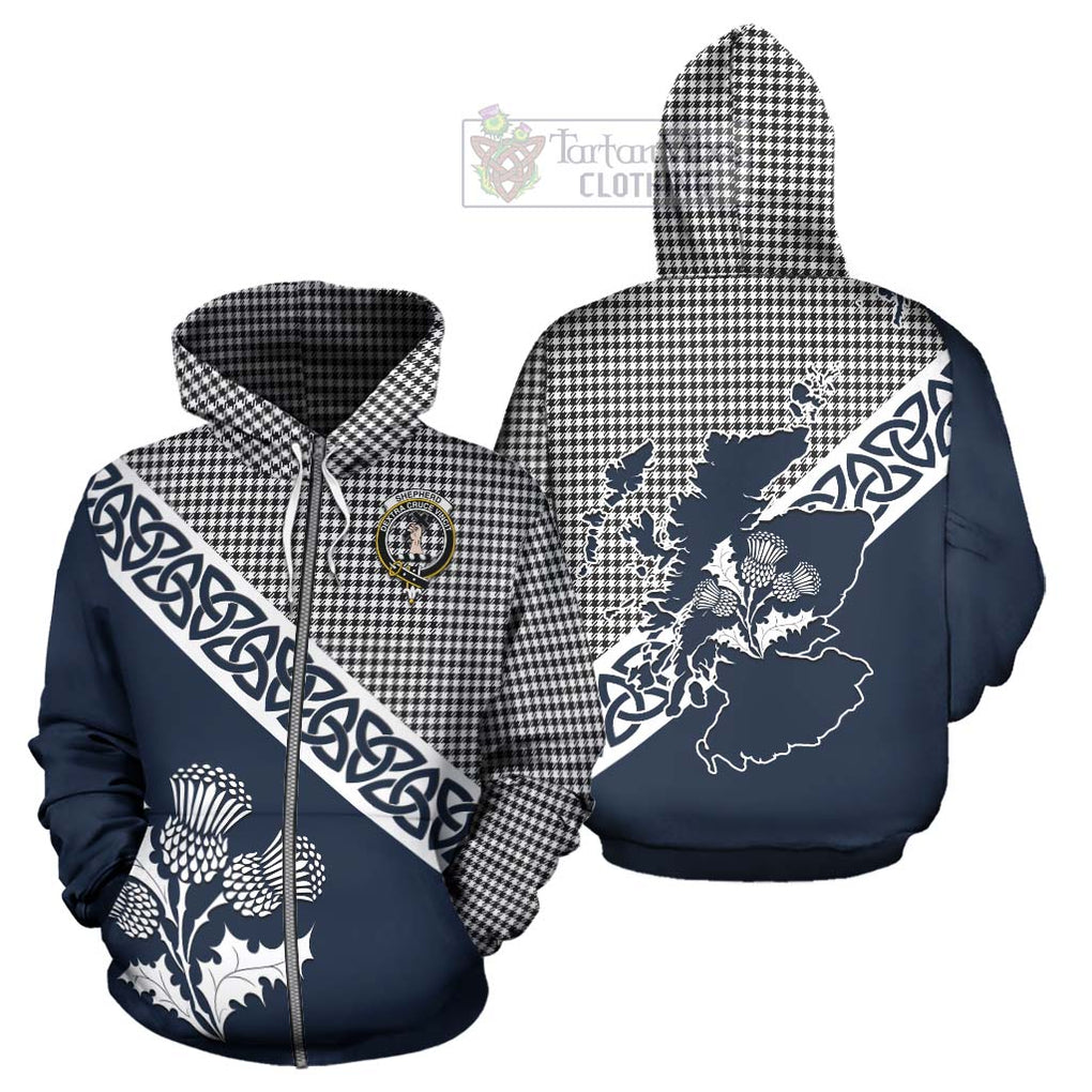 Tartan Vibes Clothing Shepherd Tartan Hoodie Featuring Thistle and Scotland Map