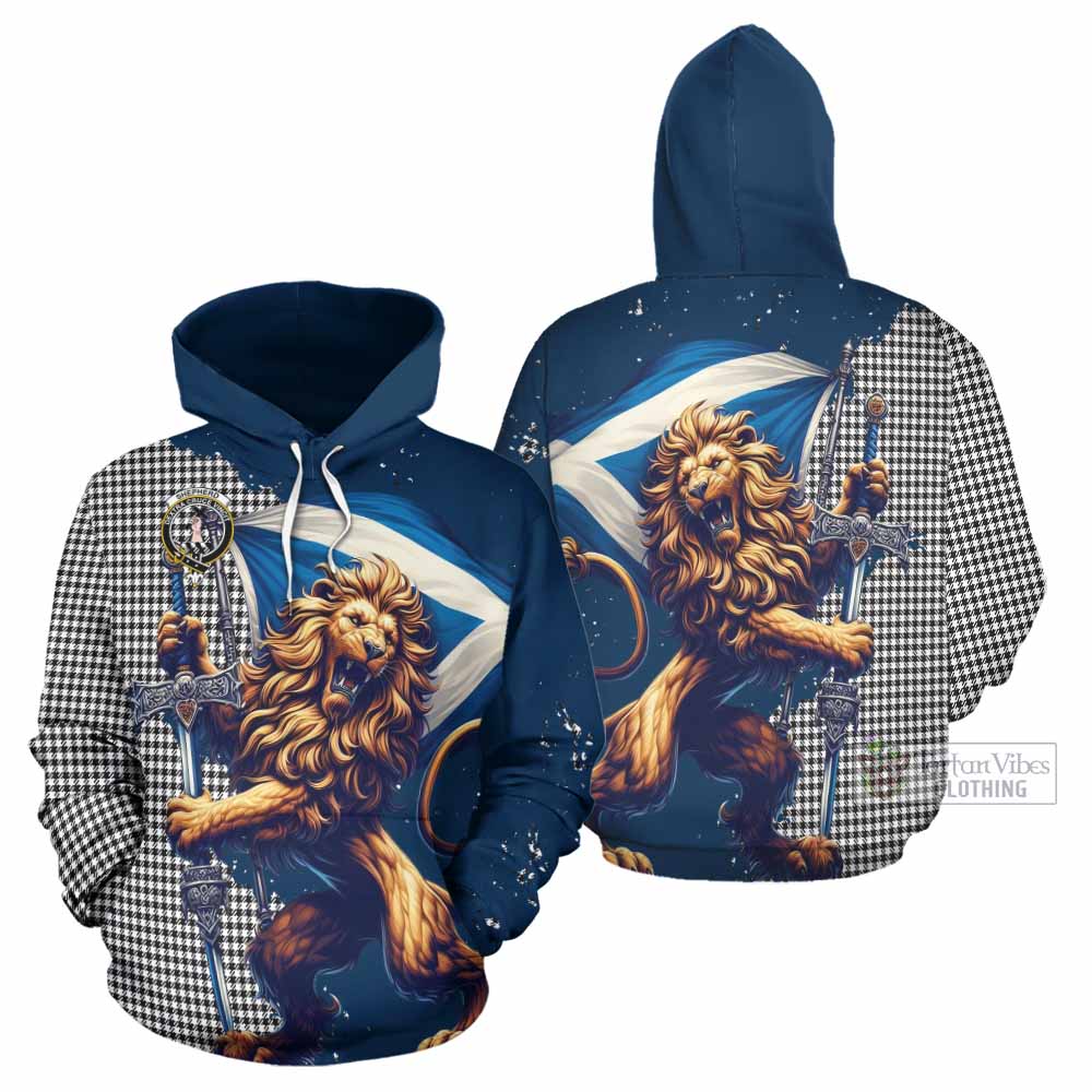 Shepherd Tartan Family Crest Hoodie with Scottish Majestic Lion