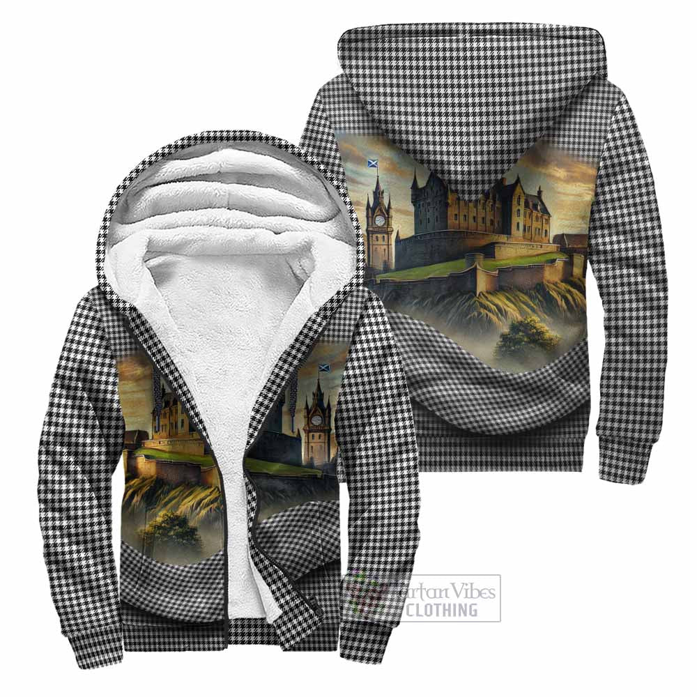 Shepherd Tartan Family Crest Sherpa Hoodie with Scottish Ancient Castle Style Unisex - Tartan Vibes Clothing
