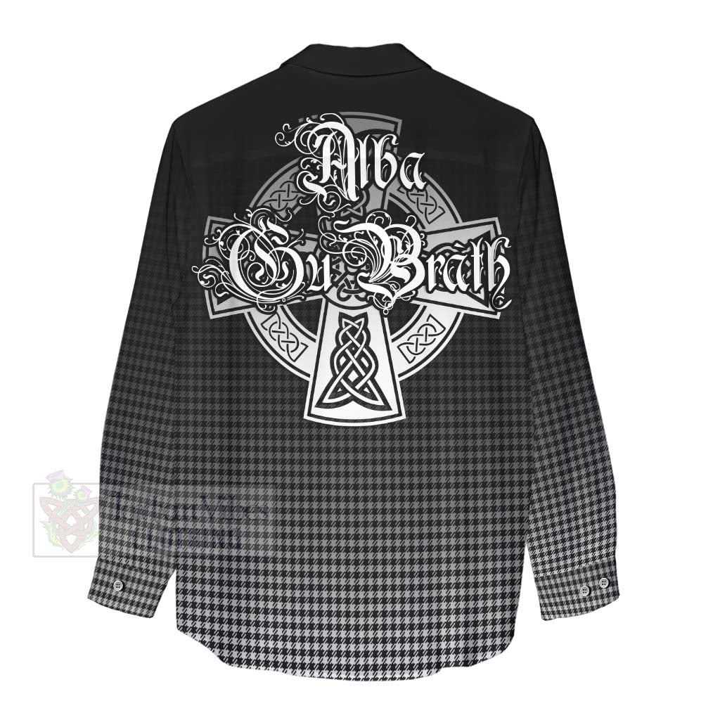 Tartan Vibes Clothing Shepherd Tartan Women's Casual Shirt Featuring Alba Gu Brath Family Crest Celtic Inspired