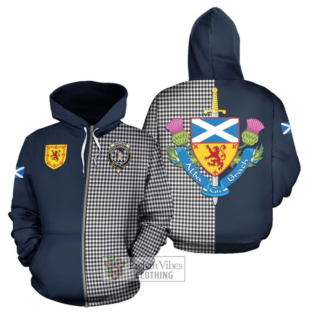 Tartan Vibes Clothing Shepherd Tartan Hoodie with Scottish Lion Royal Arm Half Style