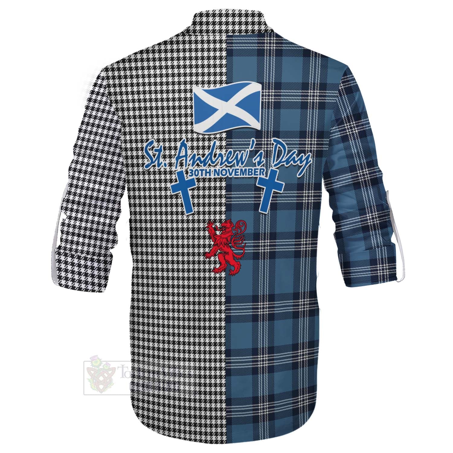 Tartan Vibes Clothing Shepherd Tartan Ghillie Kilt Shirt Happy St. Andrew's Day Half Tartan Style