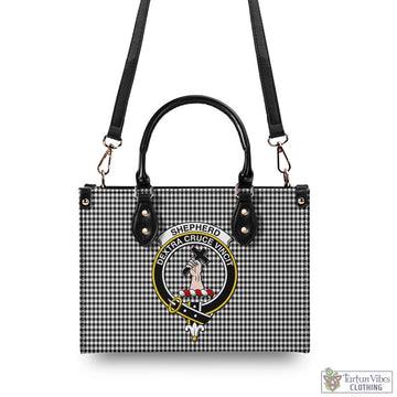 Shepherd Tartan Luxury Leather Handbags with Family Crest - Tartan Vibes Clothing
