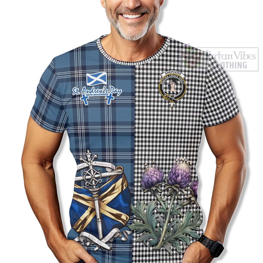 Tartan Vibes Clothing Shepherd Tartan T-Shirt Happy St. Andrew's Day Half Tartan Style