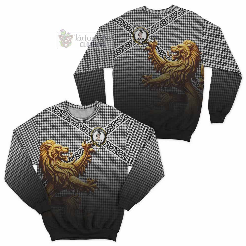 Shepherd Crest Tartan Sweatshirt with Golden Lion Emblem Celtic Style - Tartan Vibes Clothing