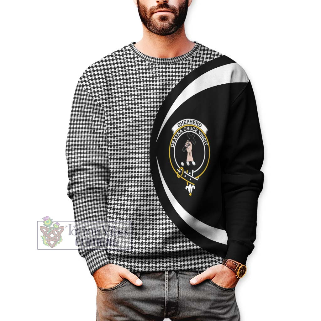 Shepherd Tartan Sweatshirt with Family Crest Circle Style - Tartan Vibes Clothing