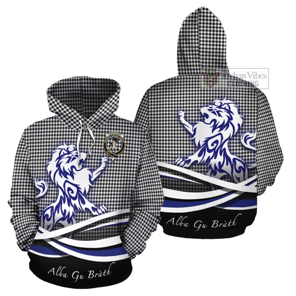 Tartan Vibes Clothing Shepherd Tartan Cotton Hoodie with Alba Gu Brath Regal Lion Emblem