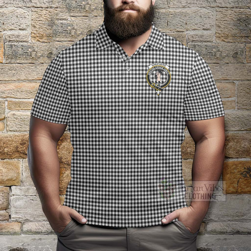 Tartan Vibes Clothing Shepherd Tartan Polo Shirt with Family Crest Celtic Skull Style