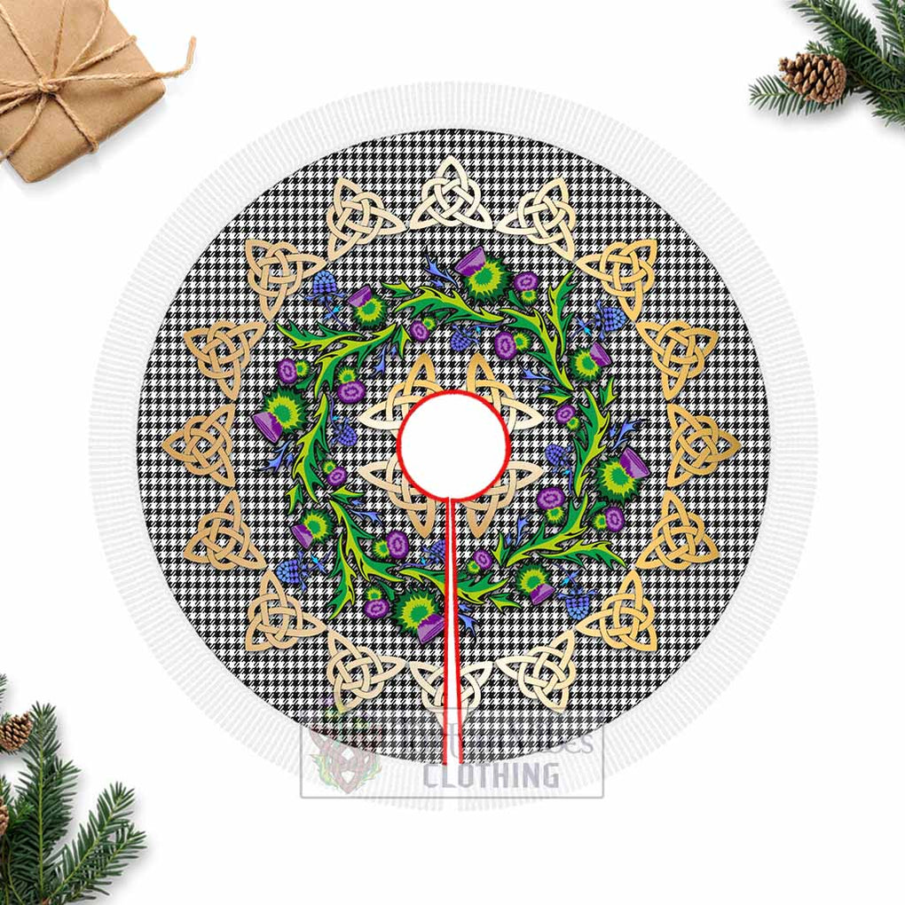 Tartan Vibes Clothing Shepherd Tartan Christmas Tree Skirt with Thistle Celtic Knot Style