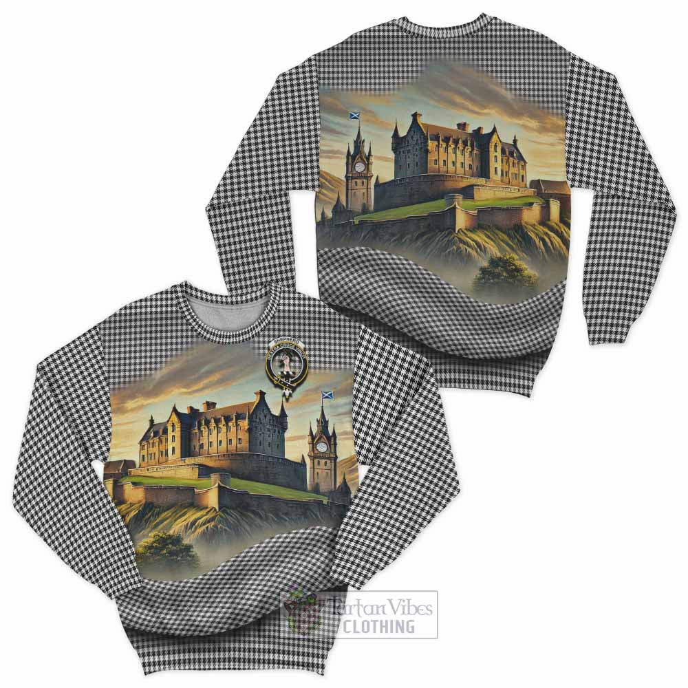 Shepherd Tartan Family Crest Sweatshirt with Scottish Ancient Castle Style - Tartan Vibes Clothing