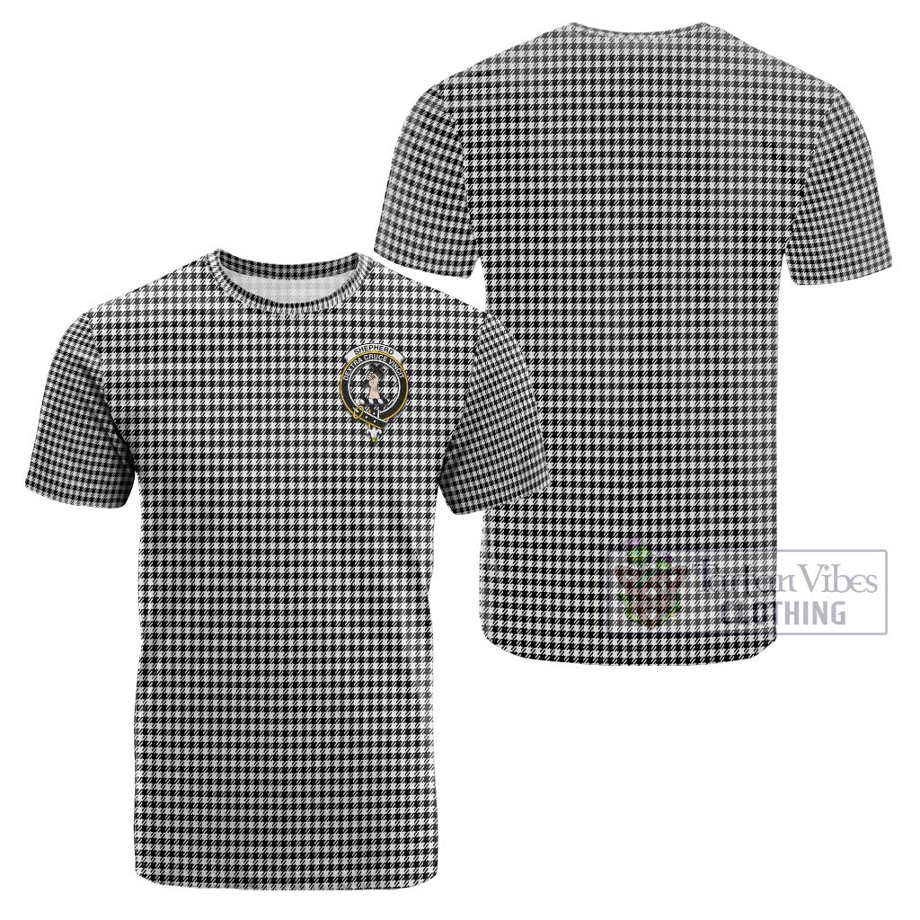 Tartan Vibes Clothing Shepherd Tartan Cotton T-Shirt with Family Crest