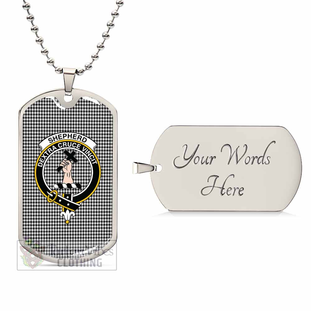 Tartan Vibes Clothing Shepherd Tartan Dog Tag Necklace with Family Crest