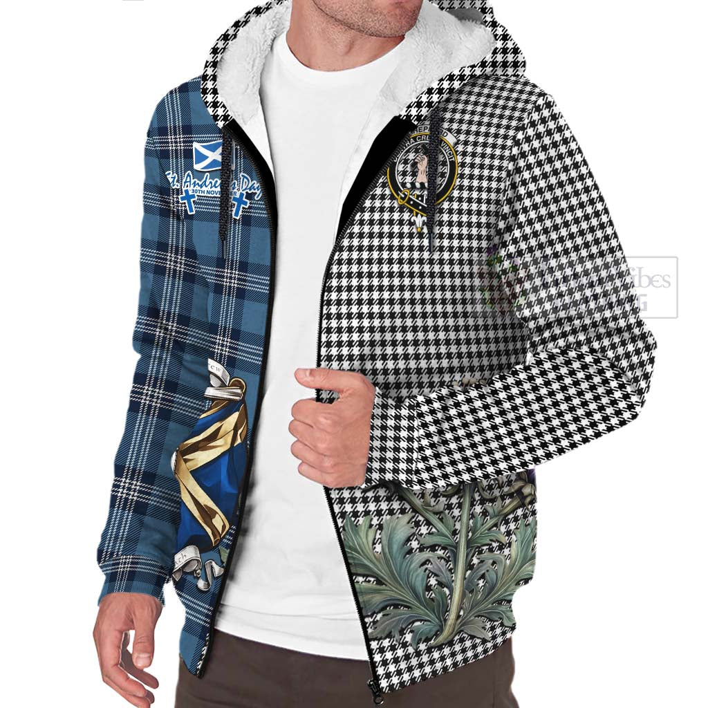 Tartan Vibes Clothing Shepherd Tartan Sherpa Hoodie Happy St. Andrew's Day Half Tartan Style