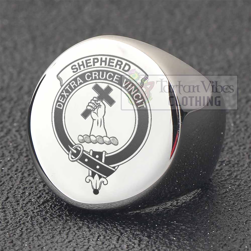 Tartan Vibes Clothing Shepherd Clan Crest Engraved Ring