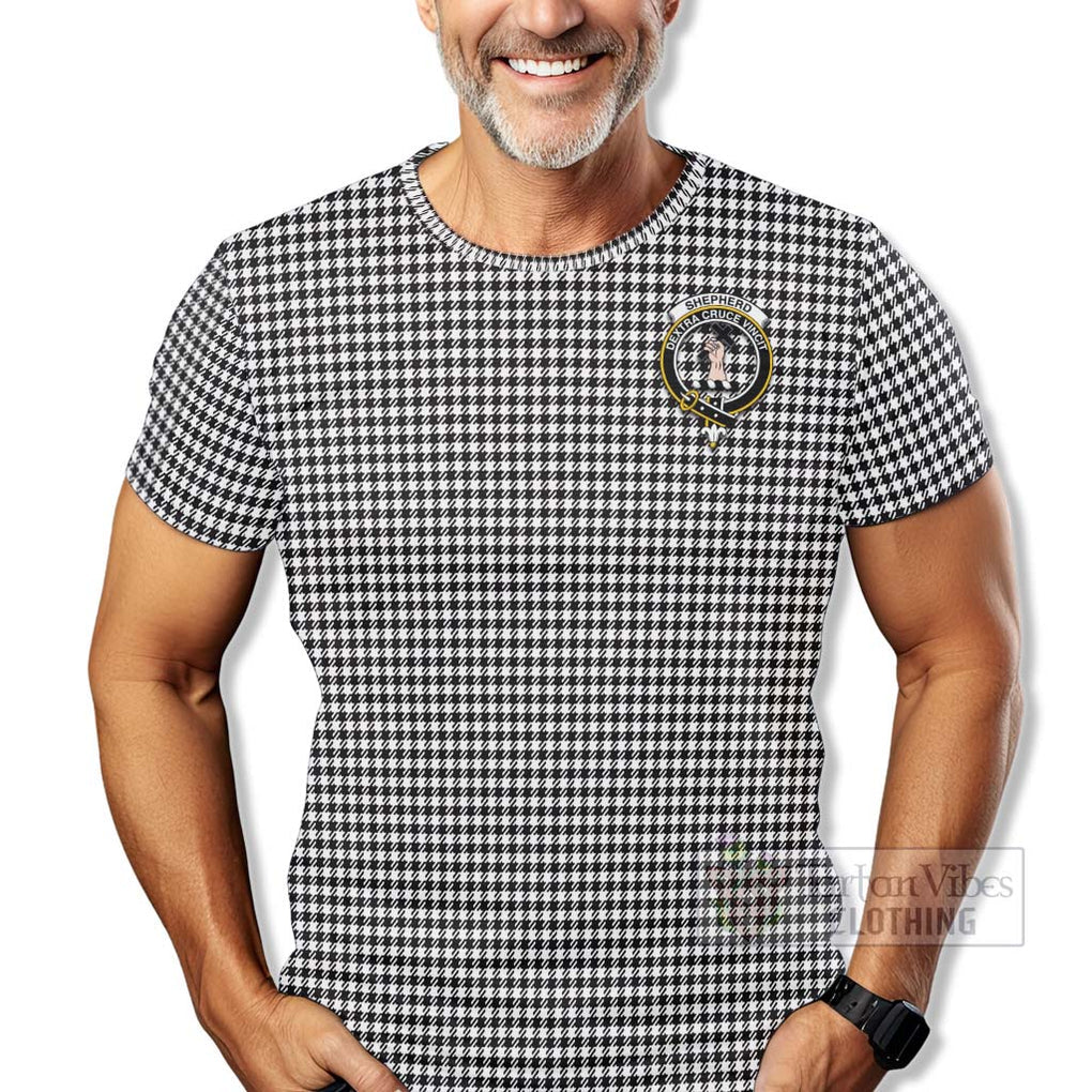 Tartan Vibes Clothing Shepherd Tartan T-Shirt with Family Crest Celtic Skull Style