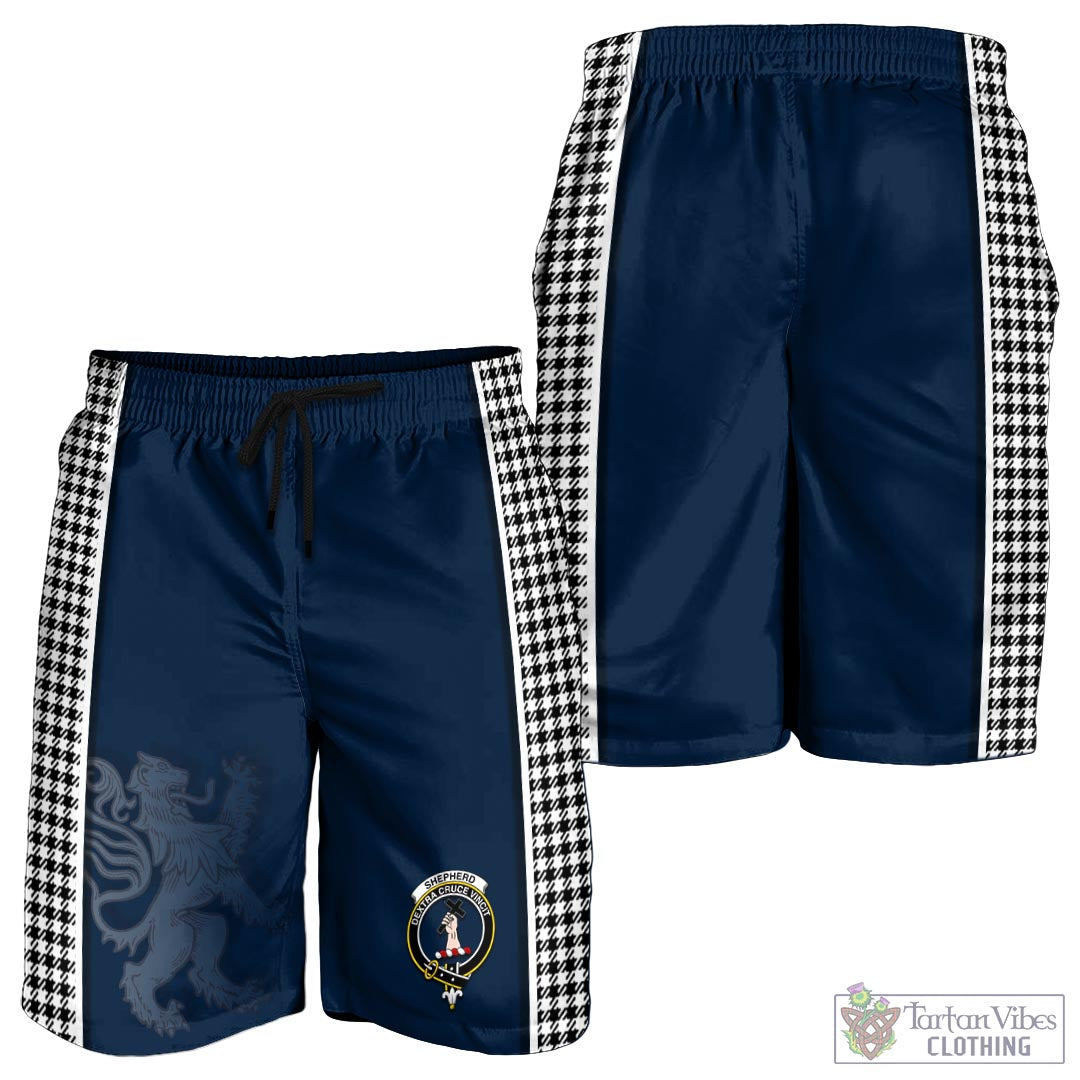 Tartan Vibes Clothing Shepherd Tartan Men's Shorts with Family Crest and Lion Rampant Vibes Sport Style