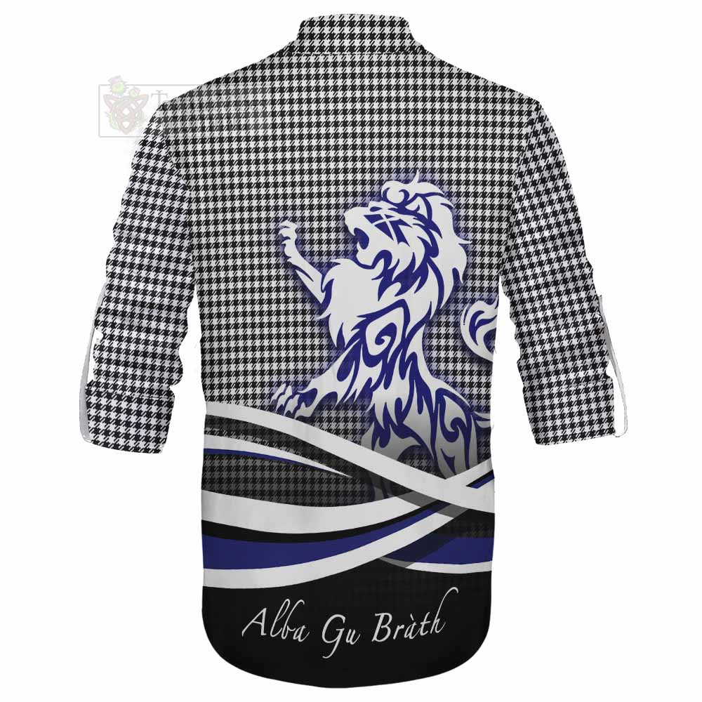 Tartan Vibes Clothing Shepherd Tartan Ghillie Kilt Shirt with Alba Gu Brath Regal Lion Emblem