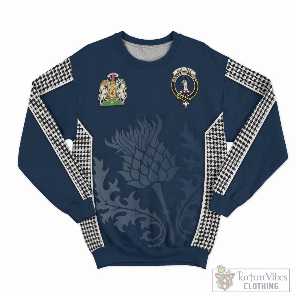 Tartan Vibes Clothing Shepherd Tartan Sweatshirt with Family Crest and Scottish Thistle Vibes Sport Style