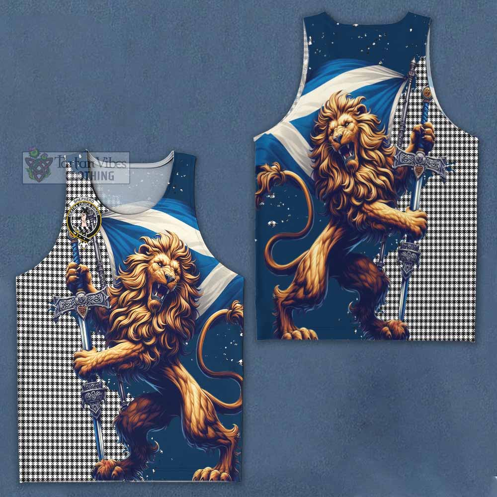 Shepherd Tartan Family Crest Men's Tank Top with Scottish Majestic Lion - Tartan Vibes Clothing