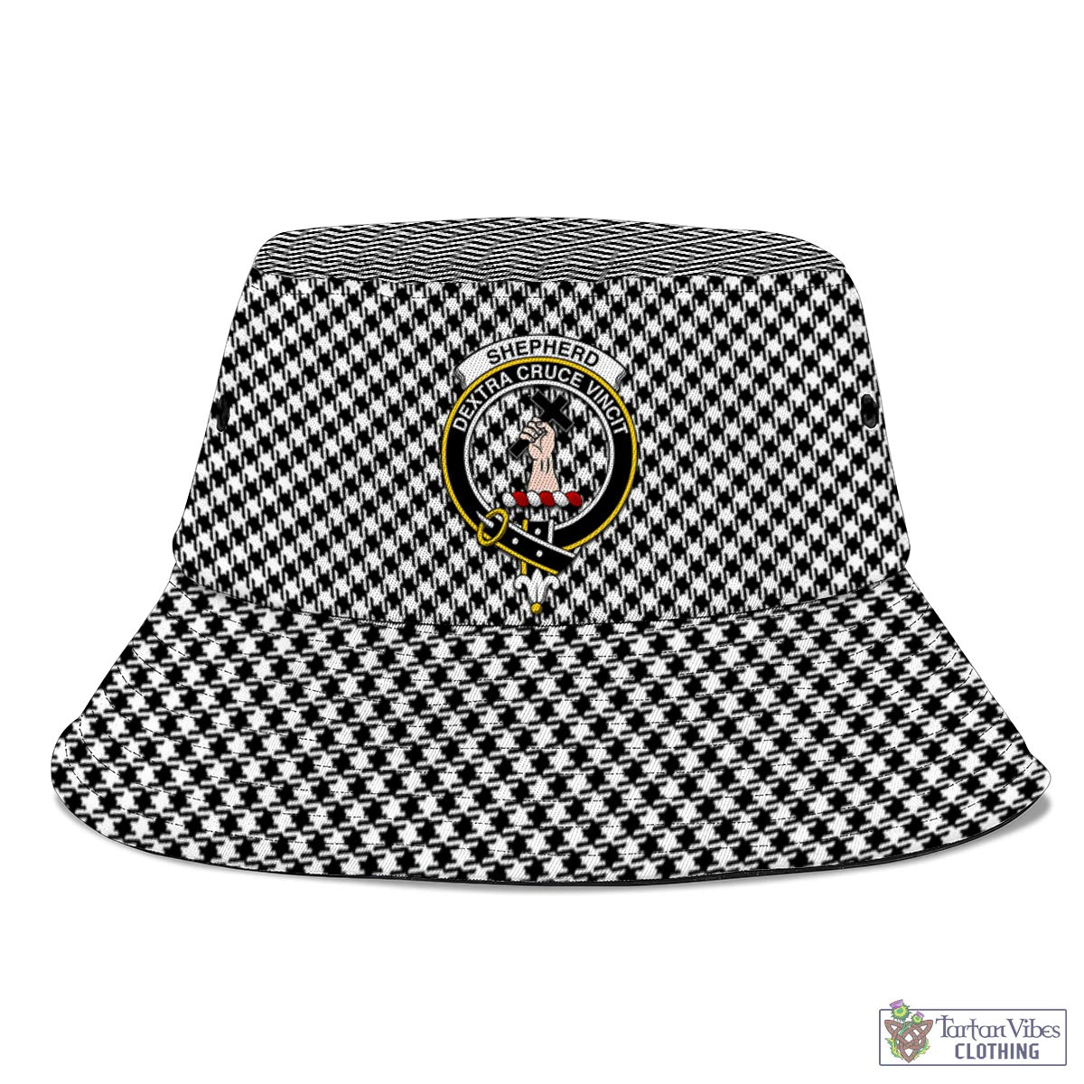 Tartan Vibes Clothing Shepherd Tartan Bucket Hat with Family Crest