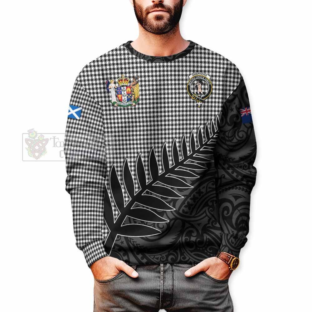 Tartan Vibes Clothing Shepherd Crest Tartan Sweatshirt with New Zealand Silver Fern Half Style