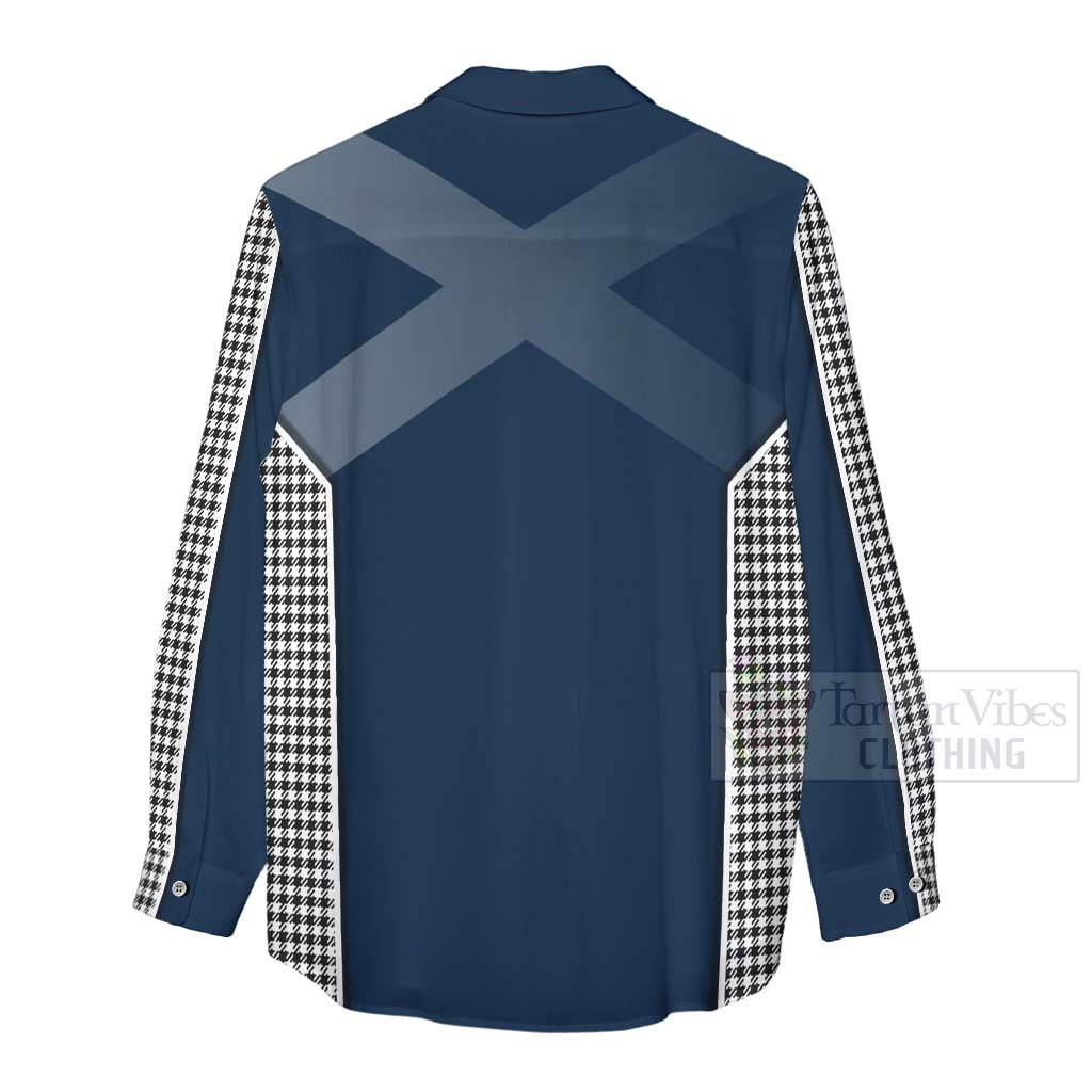 Tartan Vibes Clothing Shepherd Tartan Women's Casual Shirt with Family Crest and Scottish Thistle Vibes Sport Style