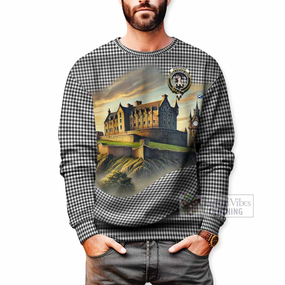Shepherd Tartan Family Crest Sweatshirt with Scottish Ancient Castle Style - Tartan Vibes Clothing