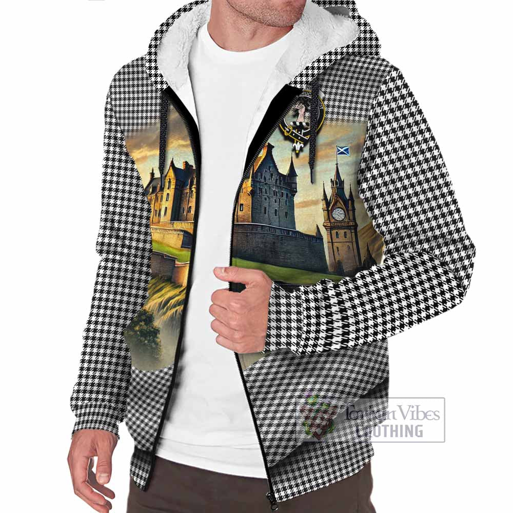 Shepherd Tartan Family Crest Sherpa Hoodie with Scottish Ancient Castle Style - Tartan Vibes Clothing