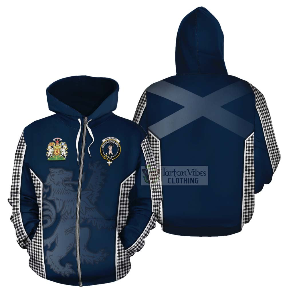 Tartan Vibes Clothing Shepherd Tartan Cotton Hoodie with Family Crest and Lion Rampant Vibes Sport Style