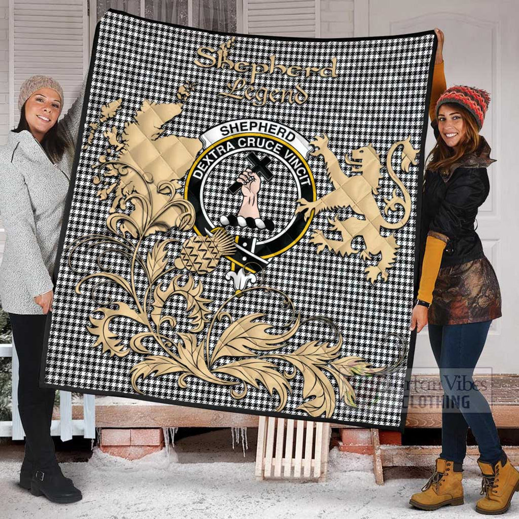 Tartan Vibes Clothing Shepherd Tartan Quilt with Family Crest and Scottish Symbol Style