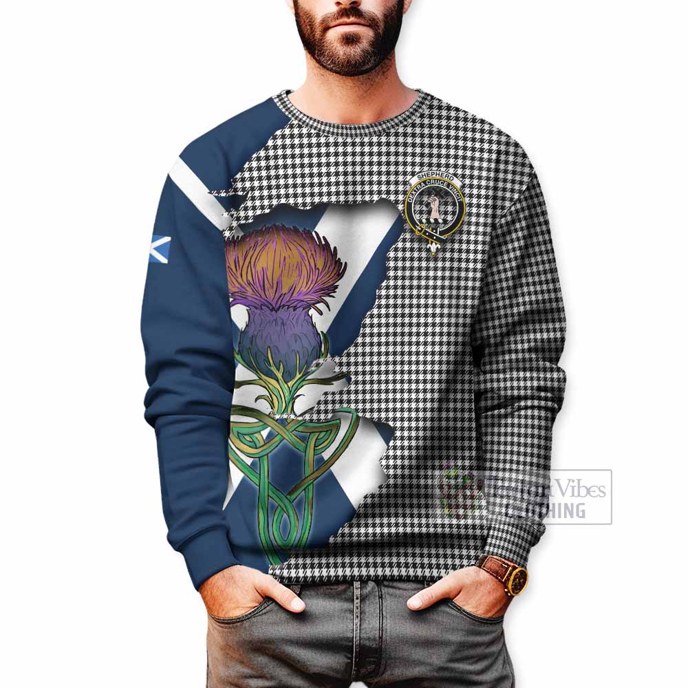Shepherd Tartan Family Crest Sweatshirt Scottish Thistle Celtic Inspired - Tartan Vibes Clothing