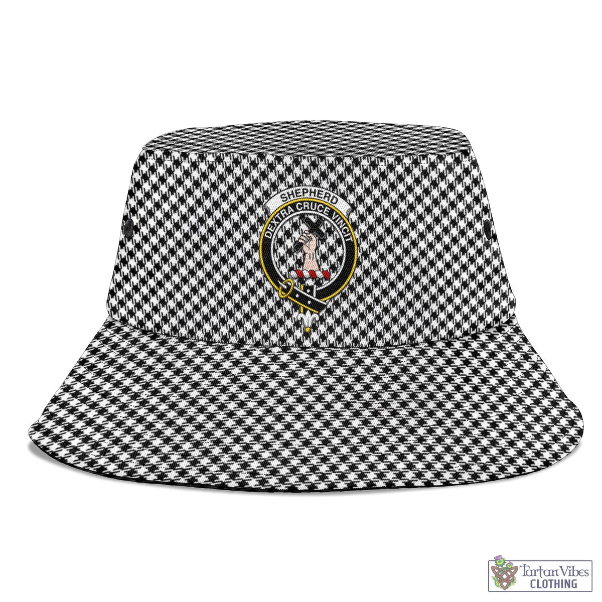 Tartan Vibes Clothing Shepherd Tartan Bucket Hat with Family Crest